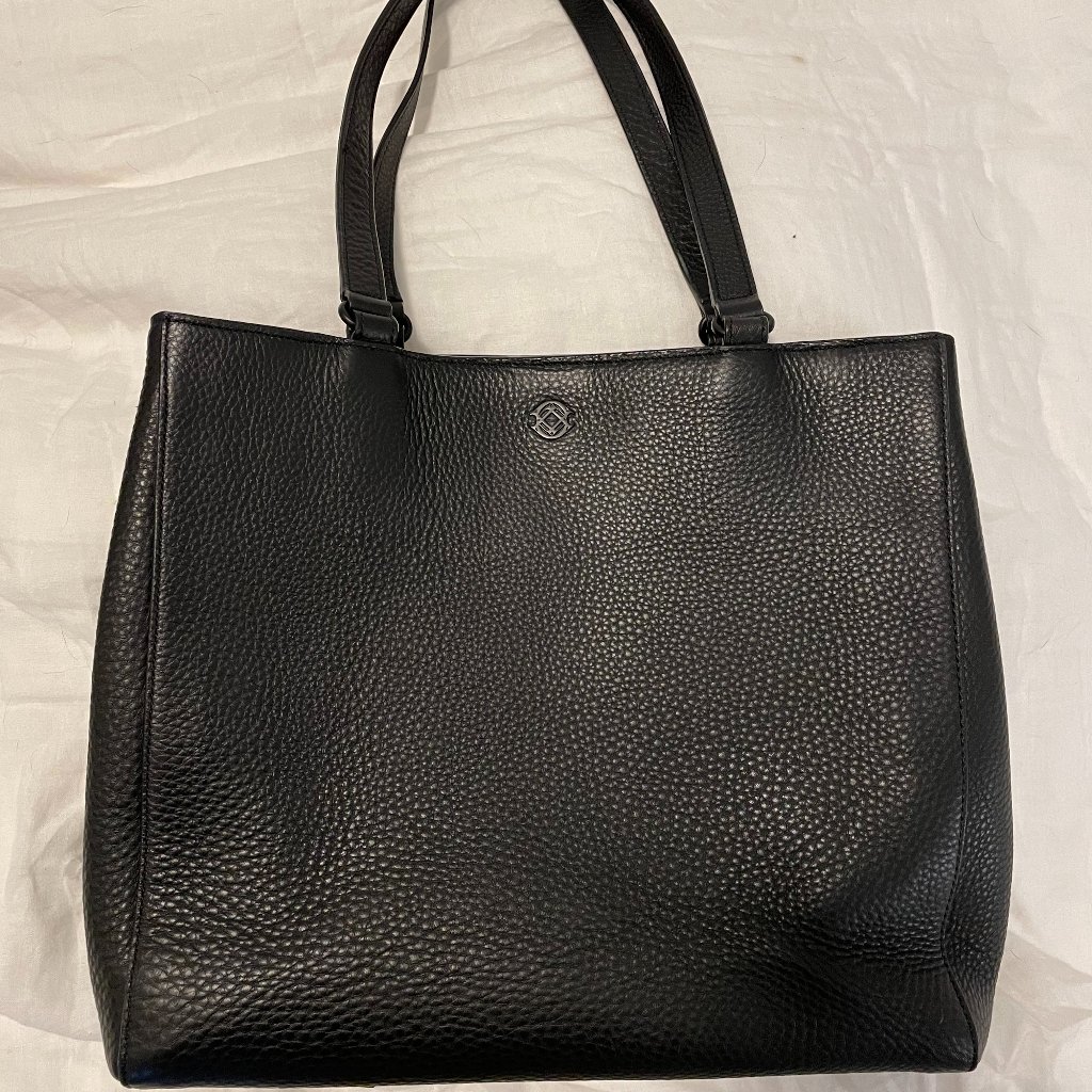Dagne Dover Black Pebbled Leather Tote